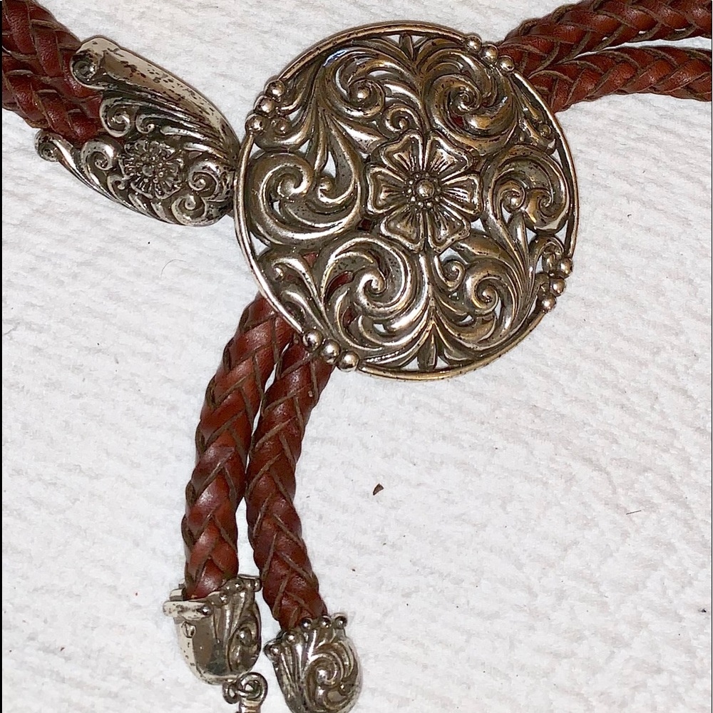Braided leather adjustable belt